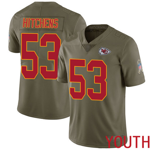 Youth Kansas City Chiefs #53 Hitchens Anthony Limited Olive 2017 Salute to Service Nike NFL Jersey->youth nfl jersey->Youth Jersey